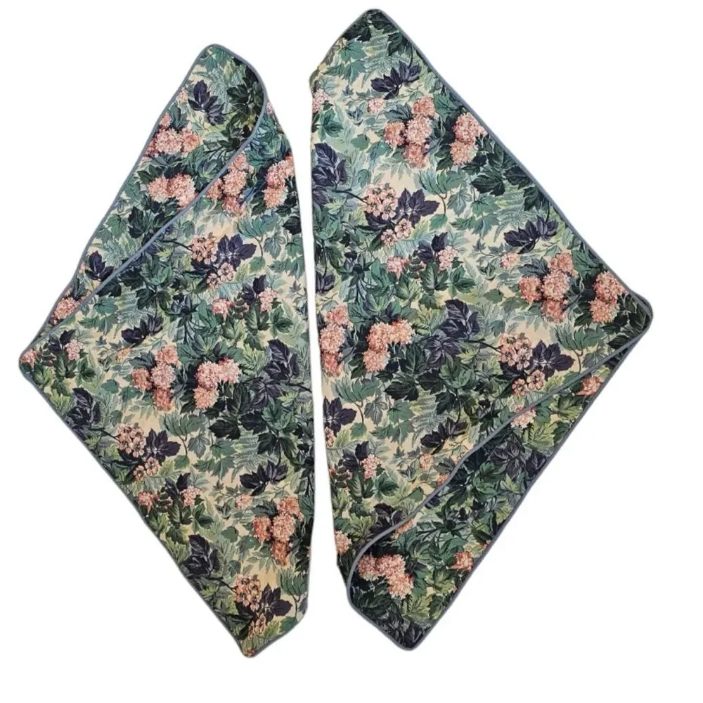 Vintage Laura Ashley Pillow Shams (2) Ashbourne Pink Hydrangea Green 1980s